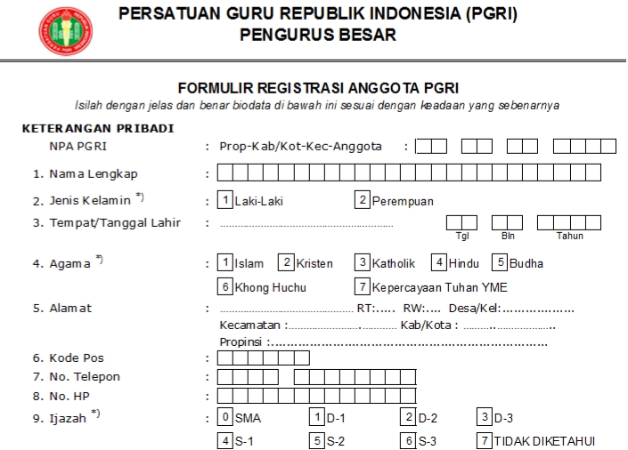 Pendaftaran PGRI Pulau Taliabu - Persatuan Guru Republik Indonesia Cabang Pulau Taliabu